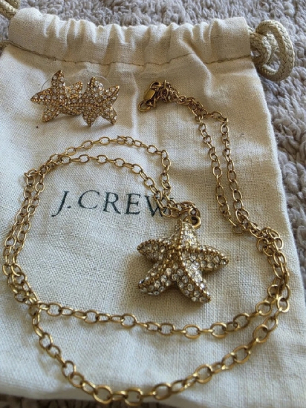 J.Crew Star Pendant Necklace & Earrings in Gold